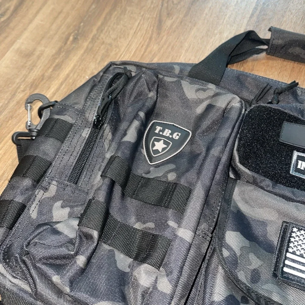 Tactical Baby Gear TBG Deuce 2.0 Diaper Bag Black Camo Patches With Changing Pad